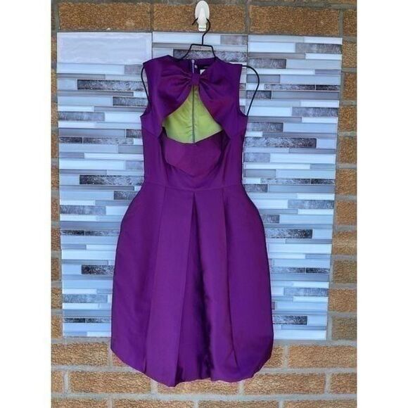 Dsquared2 purple Silk Bow Neckline Balloon Hem Dress S/40 - Picture 1 of 12